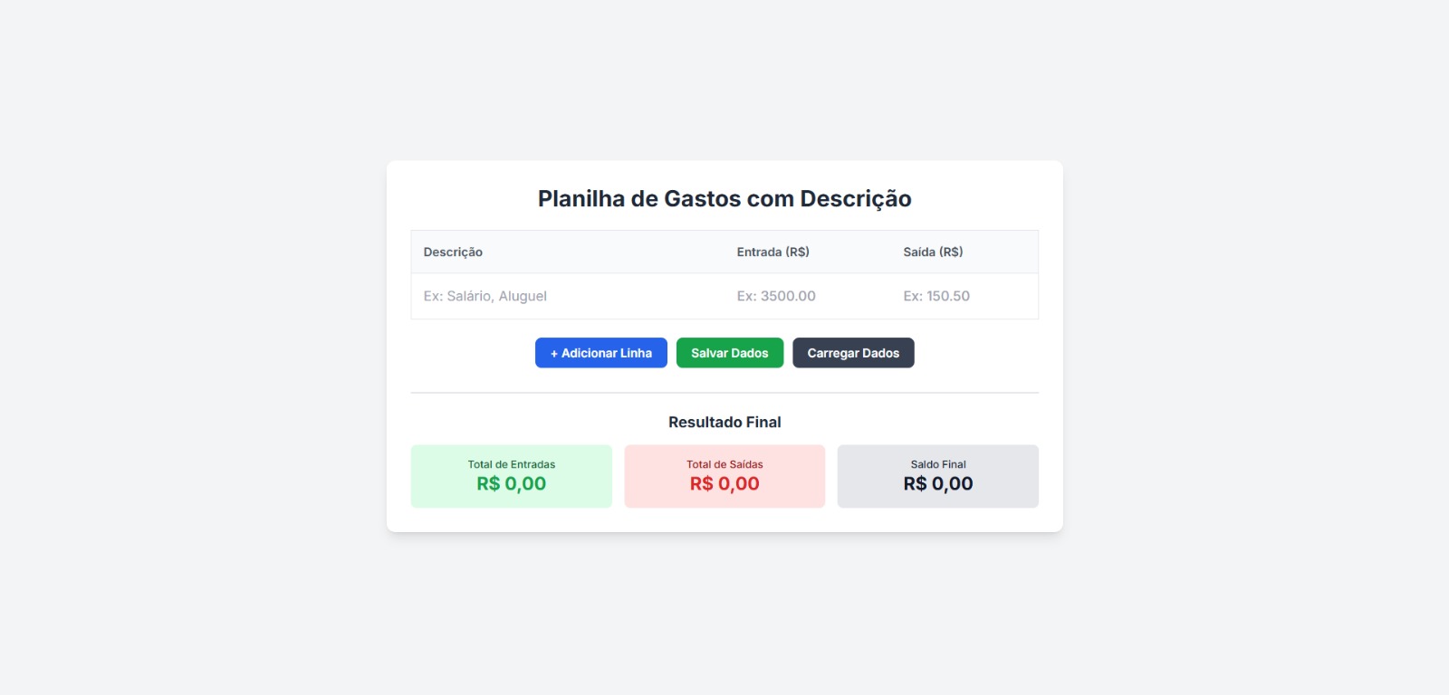Preview do projeto Planilha de Gastos